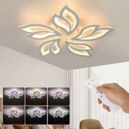 Led Chandelier Ceiling Light, White Frame, Crystal Pendant, Dimmable, 36W, 3-Color - thumbnail 3