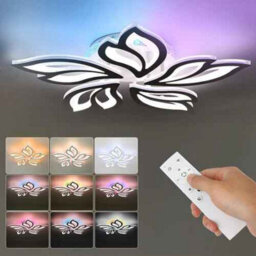 Led Chandelier Ceiling Light, White Frame, Crystal Pendant, Dimmable, 36W, 3-Color