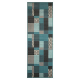 Melrose Colorama Montreal Blue Teal Square Design Medium Indoor Area Runner Rug 060/200Cm - thumbnail 4
