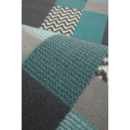 Melrose Colorama Montreal Blue Teal Square Design Medium Indoor Area Runner Rug 060/200Cm - thumbnail 2