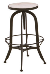 Orsina Black & White Finish Bar Stool, Distinctive Metal Bar Stool With Marble Top, White Tall Seat For Counter - thumbnail 4