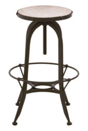 Orsina Black & White Finish Bar Stool, Distinctive Metal Bar Stool With Marble Top, White Tall Seat For Counter - thumbnail 2