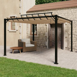 Berkfield Gazebo With Louvered Roof 3X3 M Taupe Fabric And Aluminium