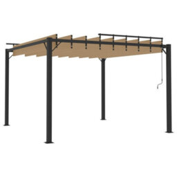 Berkfield Gazebo With Louvered Roof 3X3 M Taupe Fabric And Aluminium - thumbnail 5