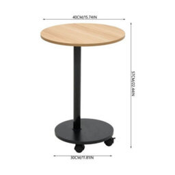 Light Walnut Mobile Side Table With Wheels Bedside End Table Small Coffee - thumbnail 2