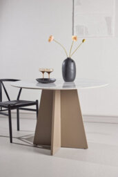 Bootcut Round Dining Table Dia 110X75 Cm - Mdf Beige / Sintered Stone Marblelook - thumbnail 6