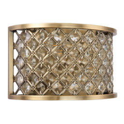 Anson Lighting Stockton 2Lt Wall Light Finished In Antique Brass Plate And Clear Crystal - thumbnail 2