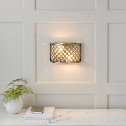 Anson Lighting Stockton 2Lt Wall Light Finished In Antique Brass Plate And Clear Crystal - thumbnail 4
