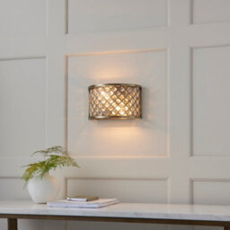 Anson Lighting Stockton 2Lt Wall Light Finished In Antique Brass Plate And Clear Crystal - thumbnail 3
