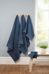 Rapport Home Eden Weave Pure Cotton Face Cloth Towels Set Of 4 (Blue) - thumbnail 2