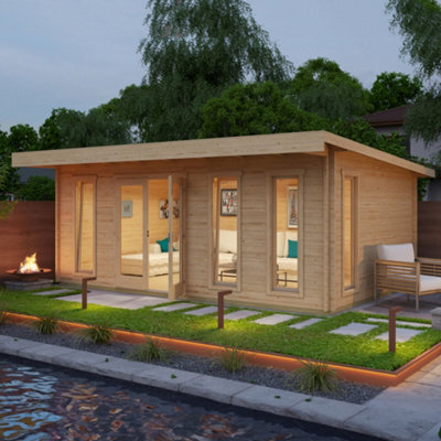 Lasita Maja Barbados 6-Log Cabin, Wooden Garden Room, Timber Summerhouse, Home Office - L628.8 X W468.8 X H233.7 Cm - image 1