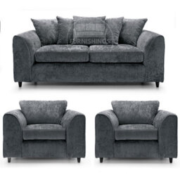 Furnishings For Less UK Monaco Chenille Fabric 3 Piece Sofa Set - 3 1 1 Grey - thumbnail 1