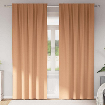 Walplus Curtains With Curtains 2 Pcs Light Brown 245X140Cm Polyester - image 1
