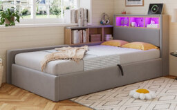 Matteo 3Ft Single Velvet Daybed Sofa Bed With Led Lighting, Charging Port & Storage - Grey - thumbnail 9