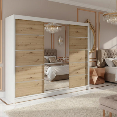 Derby Vi Modern High Capacity Wardrobe For Everyday Clothing Storage White Artisan Oak - image 1