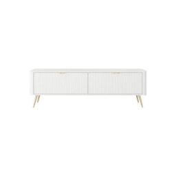 Arte Lante Tv Cabinet 163 Cm In White - Sleek Media Storage With Pull-Down Doors And Hidden Compartments - thumbnail 3