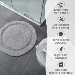 Allure Bath Fashions Round Bath Mat Non-Slip - Dove Grey - thumbnail 4
