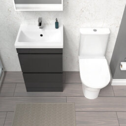 Nes Home 500mm Gloss Anthracite 2 Drawers Basin Vanity & Close Coupled Toilet - thumbnail 3