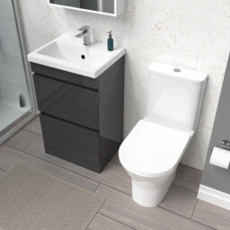 Nes Home 500mm Gloss Anthracite 2 Drawers Basin Vanity & Close Coupled Toilet - thumbnail 4