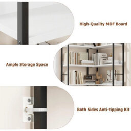 5-Tier Corner Bookshelf, Industrial Etagere Bookcase   White - thumbnail 3