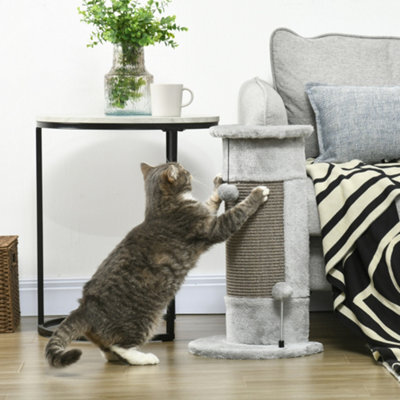 Pawhut Claw Scratcher Corner Wall, With Plush Sisal Toy Balls, 58Cm, Grey - image 1