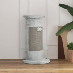 Pawhut Claw Scratcher Corner Wall, With Plush Sisal Toy Balls, 58Cm, Grey - thumbnail 8