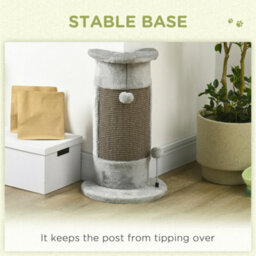 Pawhut Claw Scratcher Corner Wall, With Plush Sisal Toy Balls, 58Cm, Grey - thumbnail 5