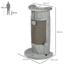 Pawhut Claw Scratcher Corner Wall, With Plush Sisal Toy Balls, 58Cm, Grey - thumbnail 3
