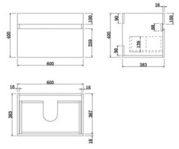 Affine 600mm Bathroom Vanity Unit Basin Storage Wall Hung Drawer Cabinet Furniture Grey - thumbnail 6