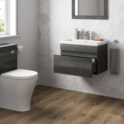 Affine 600mm Bathroom Vanity Unit Basin Storage Wall Hung Drawer Cabinet Furniture Grey - thumbnail 4