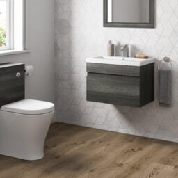 Affine 600mm Bathroom Vanity Unit Basin Storage Wall Hung Drawer Cabinet Furniture Grey - thumbnail 3