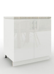 Jd Greta Adjustable Legs Kitchen Base Unit 800mm Storage Cabinet With Door Shelf 80Cm - White Gloss With Worktop - thumbnail 1
