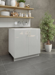 Jd Greta Adjustable Legs Kitchen Base Unit 800mm Storage Cabinet With Door Shelf 80Cm - White Gloss With Worktop - thumbnail 2