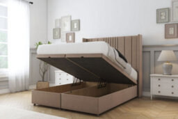"Comfort Grace Mink Plush Ottoman Bed With Mattress With 54"" Wingback Headboard 4' Small Double" - thumbnail 2