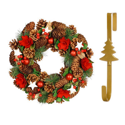 Dibor 35Cm Starry Night Front Door Christmas Wreath With Tree Wreath Hanger - image 1