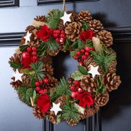 Dibor 35Cm Starry Night Front Door Christmas Wreath With Tree Wreath Hanger - thumbnail 2
