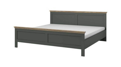 Arte Evora 32 Eu Super King Size Bed Frame W1910mm H890mm D2110mm - Green & Oak Lefkas, Contemporary Style - image 1