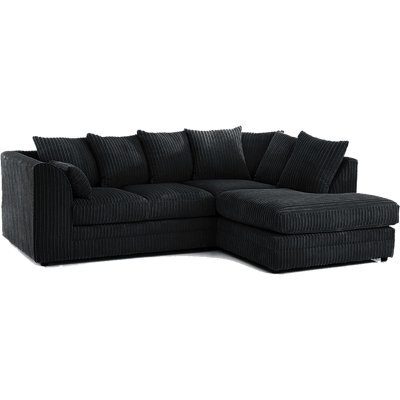 Darnall 4 Seater Sofa Right Hand Facing Jumbo Cord Corner Sofa With Modern Scatter Back - Black