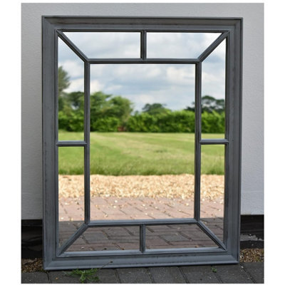 DEENZ Rectangle Antique Window Wall Mirror Stylish Black Silver - image 1