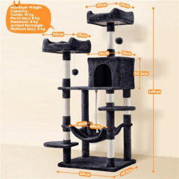 Yaheetech Black Multilevel Cat Tree With Condo And Scratching Posts - thumbnail 4