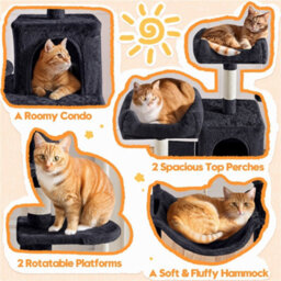 Yaheetech Black Multilevel Cat Tree With Condo And Scratching Posts - thumbnail 6