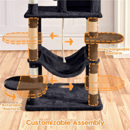 Yaheetech Black Multilevel Cat Tree With Condo And Scratching Posts - thumbnail 8