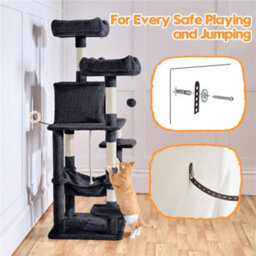 Yaheetech Black Multilevel Cat Tree With Condo And Scratching Posts - thumbnail 9