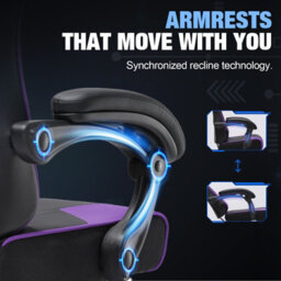 Luckracer Gaming Chair For Adults Computer Chairs With Footrest Ergonomic Height Adjustable Reclining Pc Chair, Purple - thumbnail 6