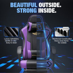 Luckracer Gaming Chair For Adults Computer Chairs With Footrest Ergonomic Height Adjustable Reclining Pc Chair, Purple - thumbnail 9