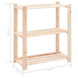 Walplus 3-Tier Storage Racks 2 Pcs 80X38X90 Cm Solid Pinewood 150 Kg - thumbnail 8