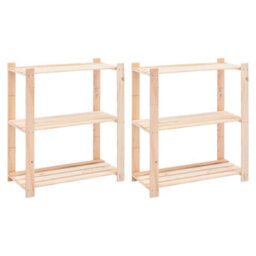Walplus 3-Tier Storage Racks 2 Pcs 80X38X90 Cm Solid Pinewood 150 Kg - thumbnail 1