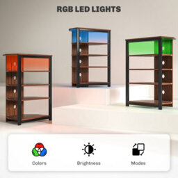 "Homcom Tv Stand With Lights, 4-Tier Storage Shelves For Tvs Up To 29""" - thumbnail 7
