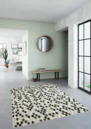 Aspect Furniture Taupe Mosaic Geometric Check Pattern Area Rug-Multi-Colour (Grey),120X170Cm - thumbnail 1