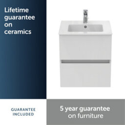 Ideal Standard Eurovit+ 500mm Wall Mounted Vanity Unit With 2 Drawers In Gloss White - thumbnail 3